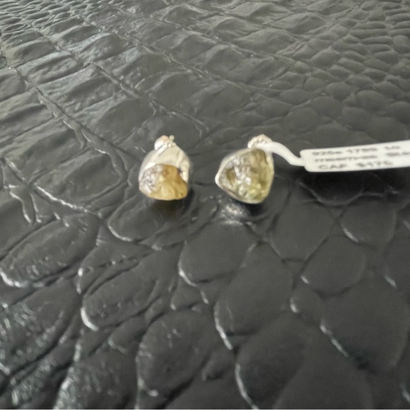 Sterling silver 925 One of a kind Yellow rough Tourmaline earrings - Picture 2 of 8